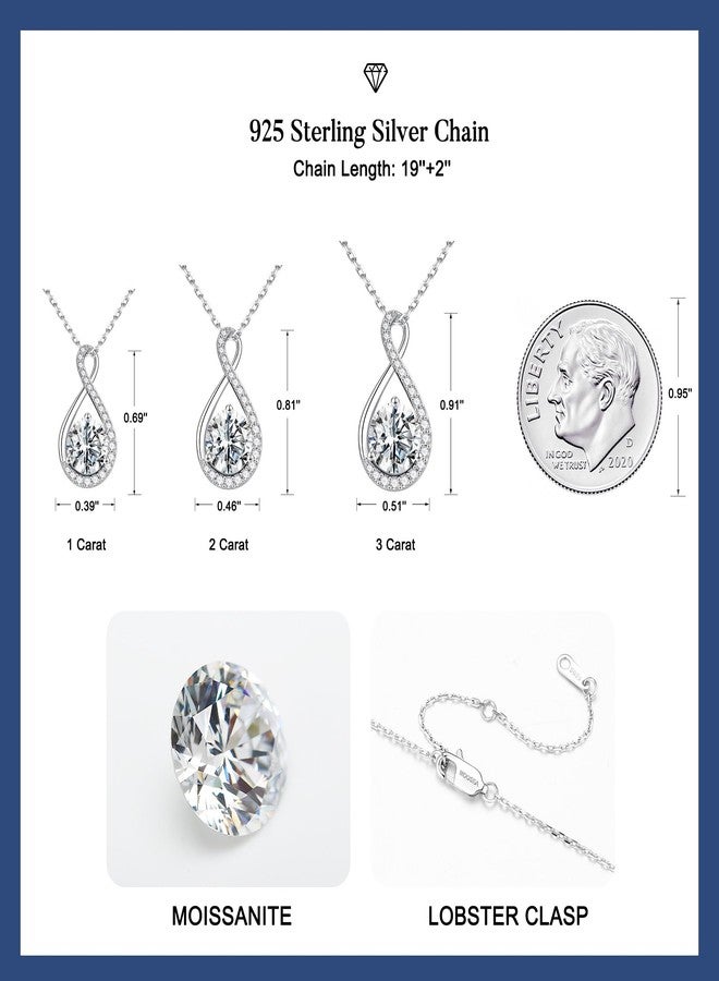 MOOSEA Christmas Gifts for Women Wife, 1ct Infinity Moissanite Necklace for Women Sterling Silver Moissanite Pendant Necklace, Wedding Anniversary Birthday Gifts for Wife Mom Girlfriend Grandma Sister - Image 5
